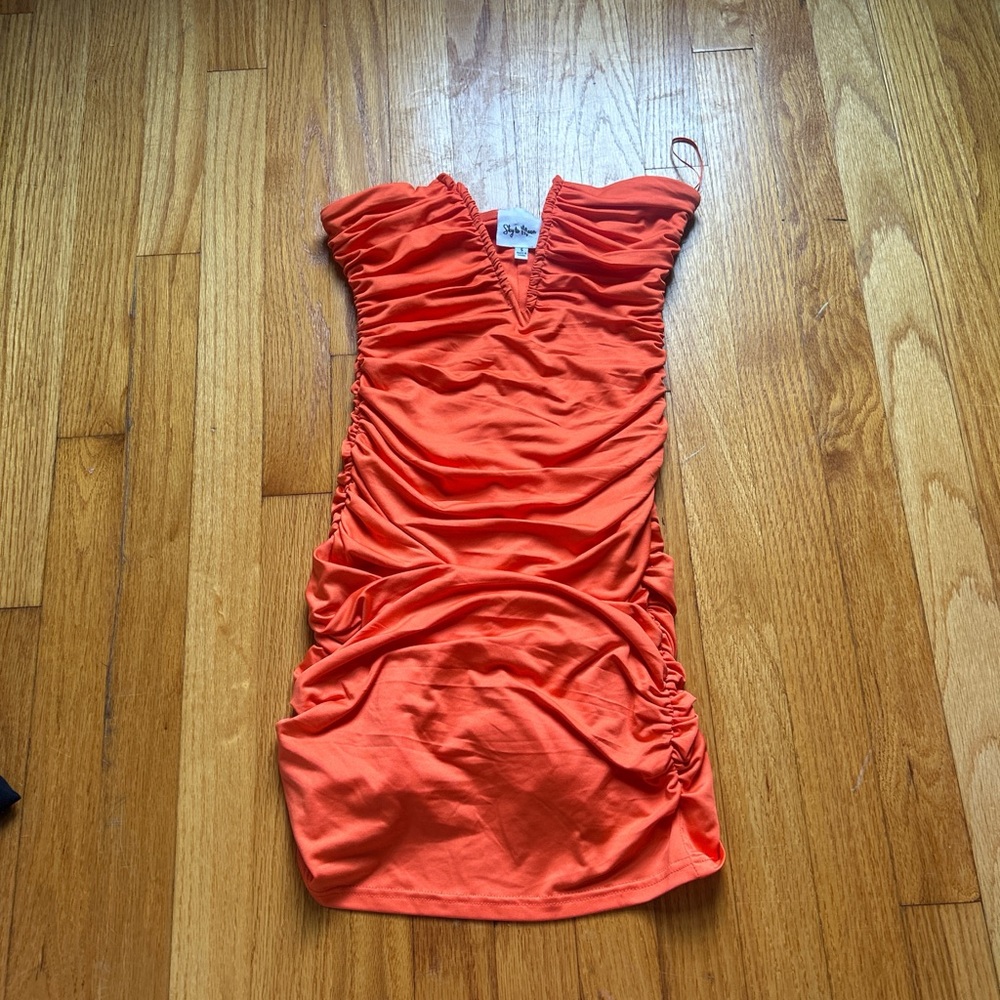 Orange Ruched Dress